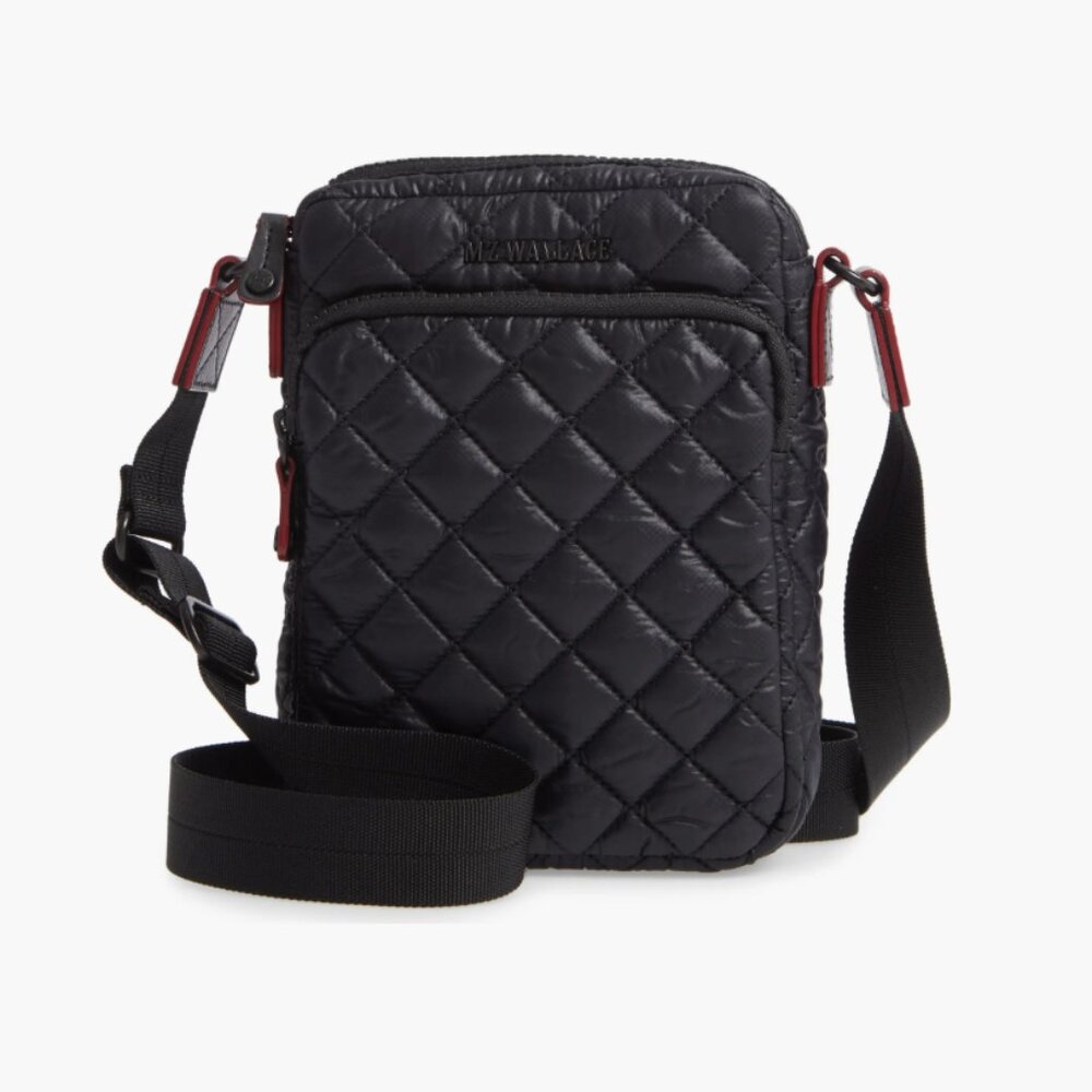MZ Wallace Metro Quilted Nylon Crossbody Bag – Size Medium, Color Black
